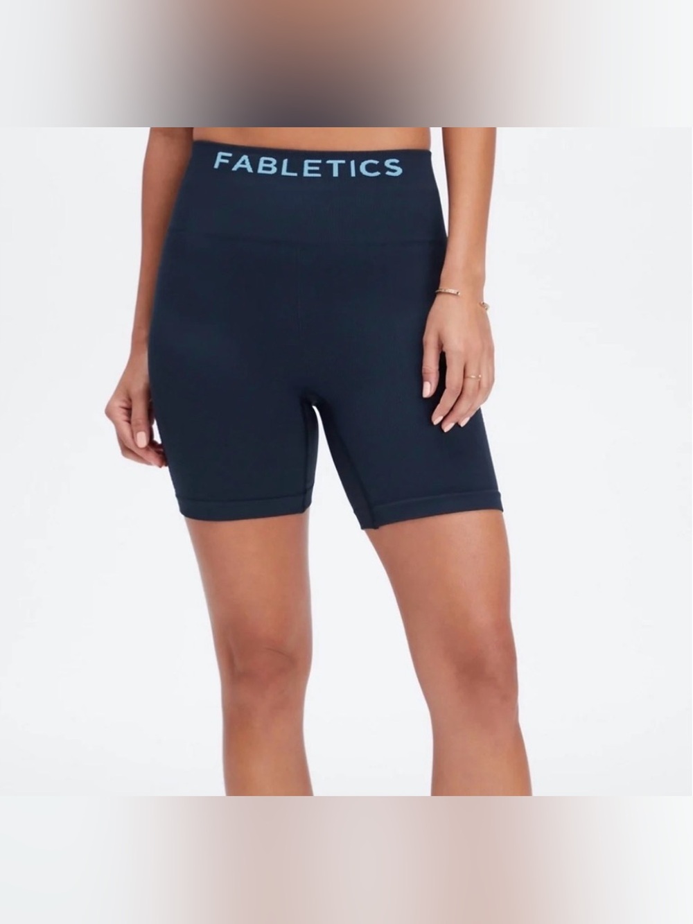 Fabletics Seamless Eyelet Perforated High Rise Biker Shorts Navy Blue Size XS S